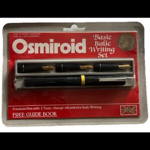 Vintage Osmiroid Basic Italic Writing Set 22 K Gold Plate Tips Fountain Pen NOS